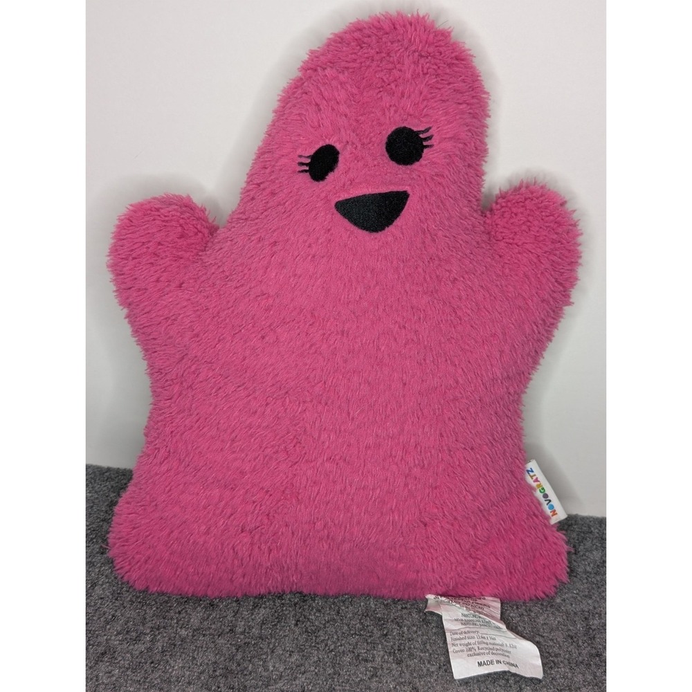 Ghost Pillow by Novogratz Girl Ghost Eyelashes Pink Sherpa Halloween Stuffed HTF